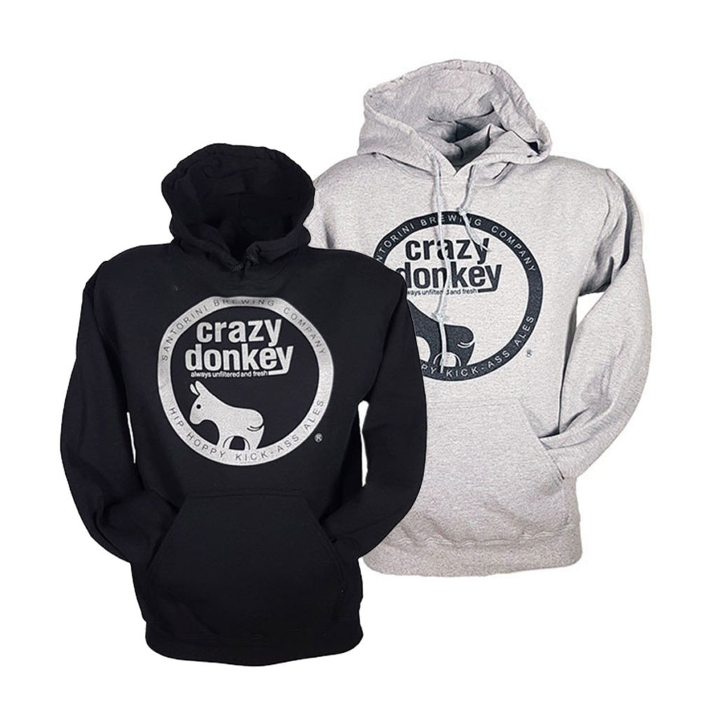 Crazy donkey beer hoodies, grey and black